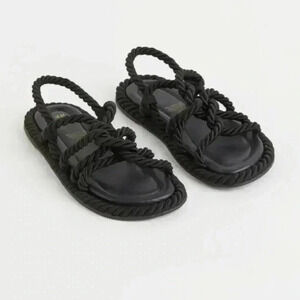like new! Black rope sandals H&M size 9 sailor 50s 70s boho
